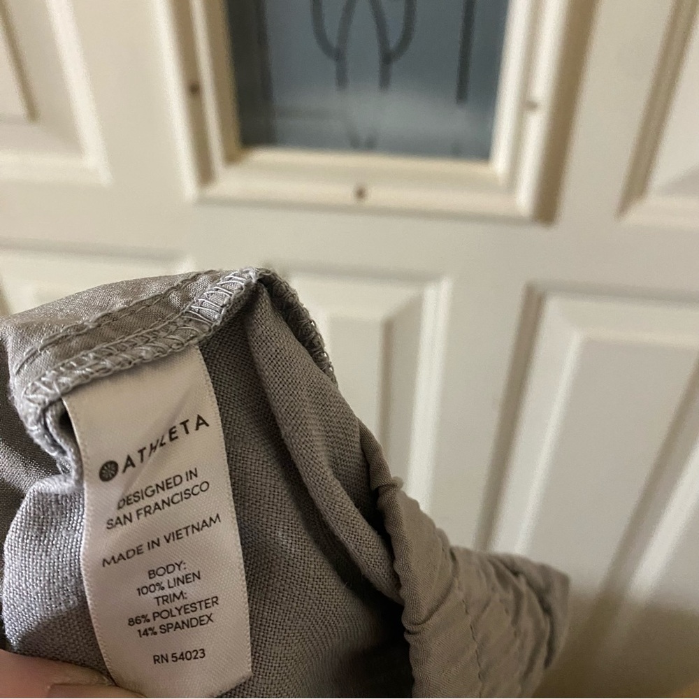 3/$18 Athleta Pants Bali Linen Ankle Cuffed Hem Gray Size 4 - Picture 5 of 5